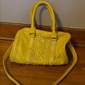 Yellow studded and jeweled crossbody